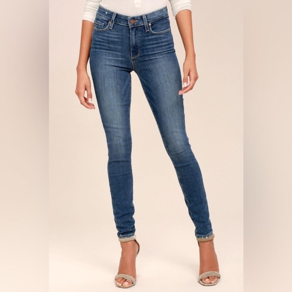 PAIGE Hoxton High-Waisted Distressed Skinny Jeans Medium Wash Size 29